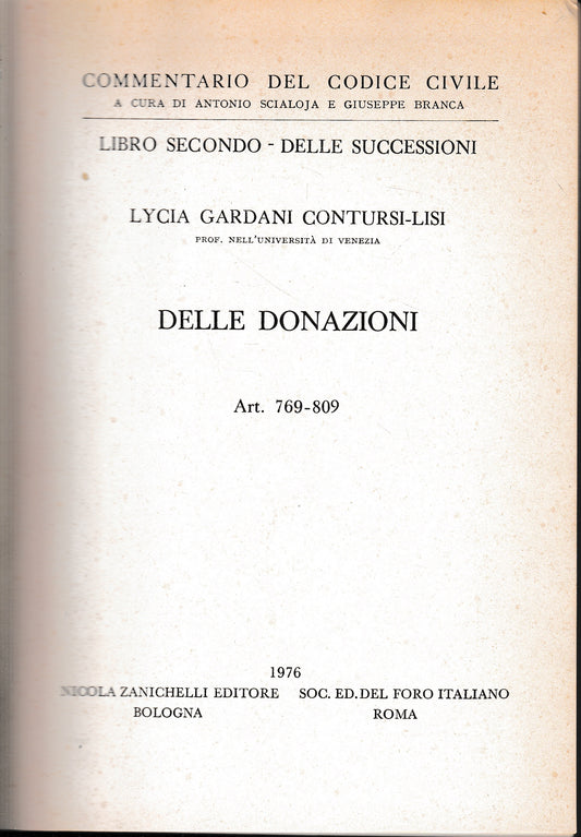 Delle donazioni. Art 769-809 - copertina