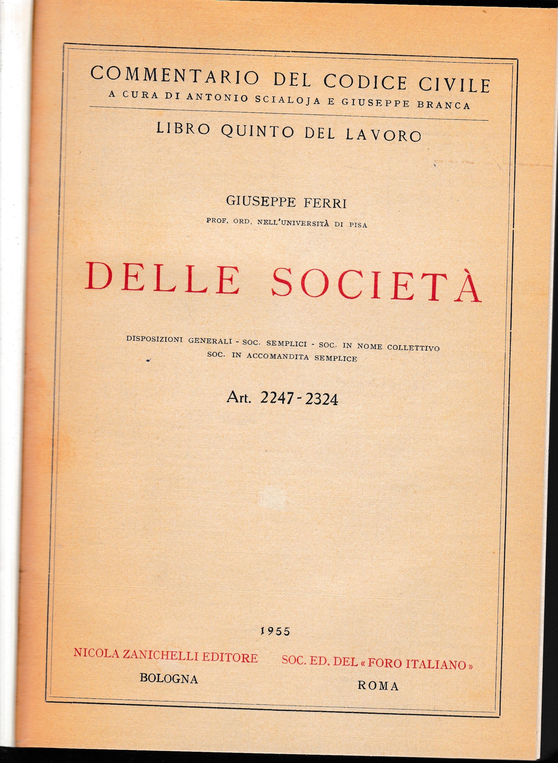 Delle società. Art. 2247-2324 - copertina