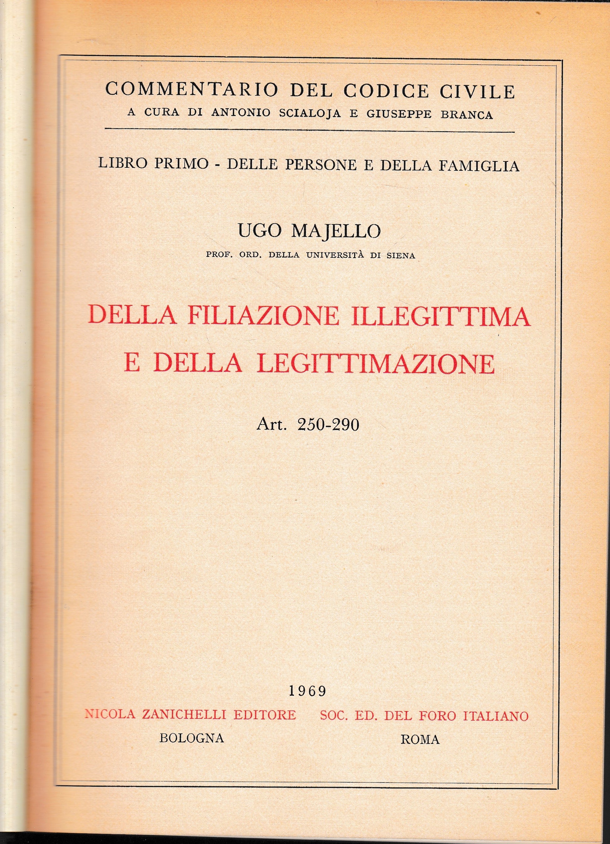 Della filiazione illegittima e della legittimazione. Art. 250-290 - copertina
