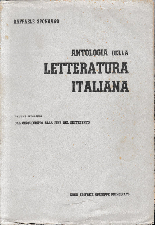 Antologia della Letteratura Italiana, volume secondo. Dal Cinquecento alla fine del Settecento - copertina