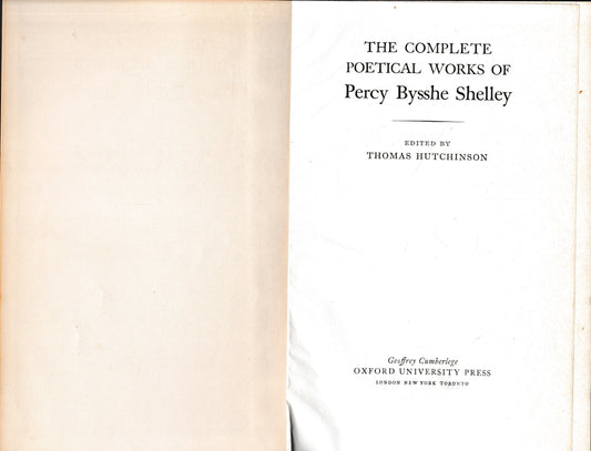 The complete poetical works of Percy Bysshe Shelley - copertina