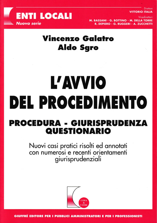L'avvio del procedimento. Procedura, giurisprudenza, questionario - copertina