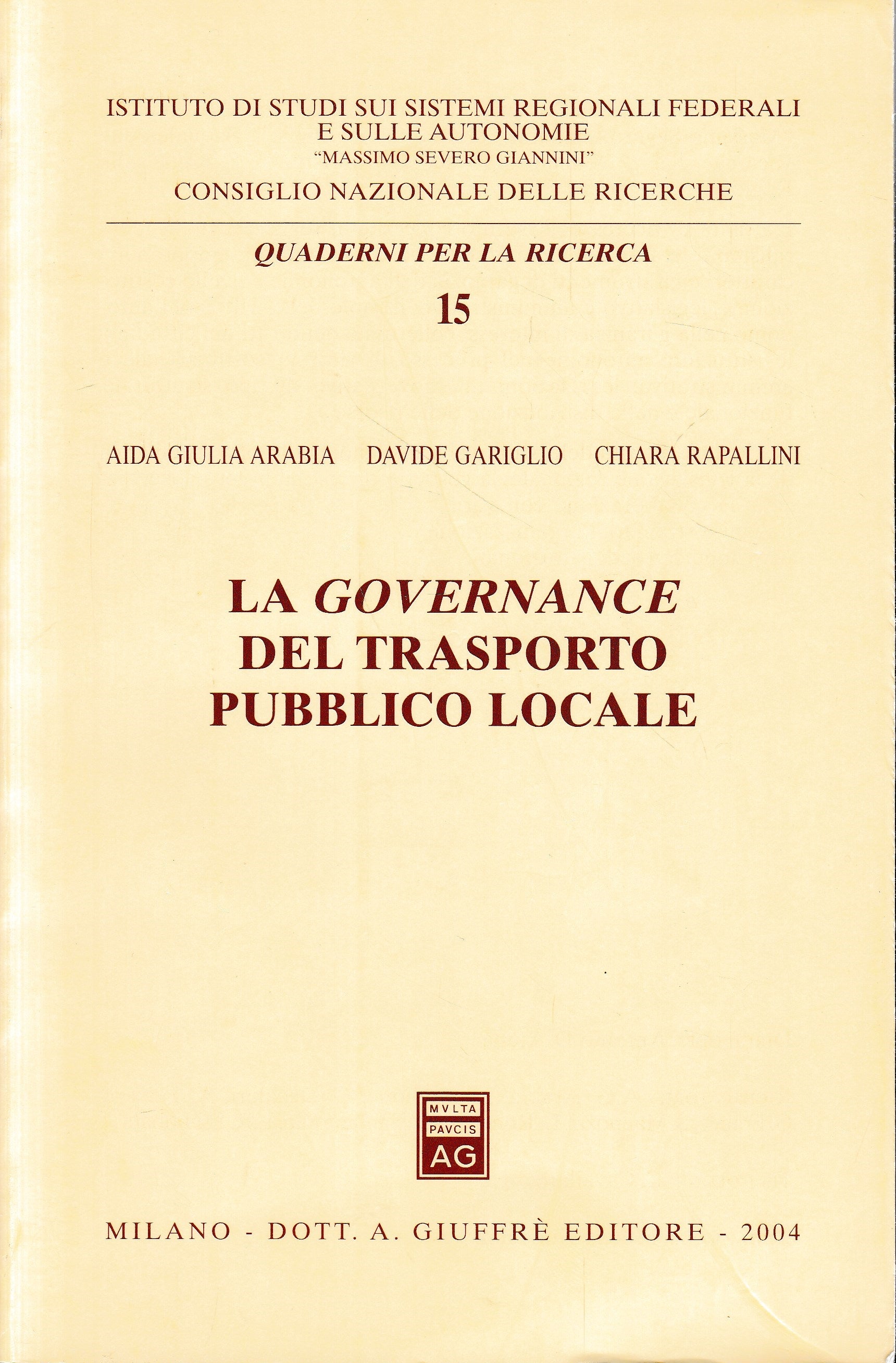 La governance del trasporto pubblico locale - copertina
