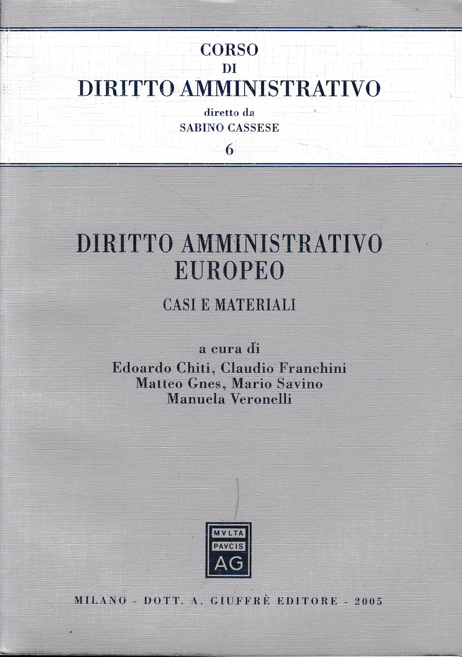 Diritto amministrativo europeo. Casi e materiali - copertina