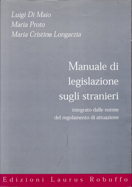 Manuale di legislazione sugli stranieri - copertina