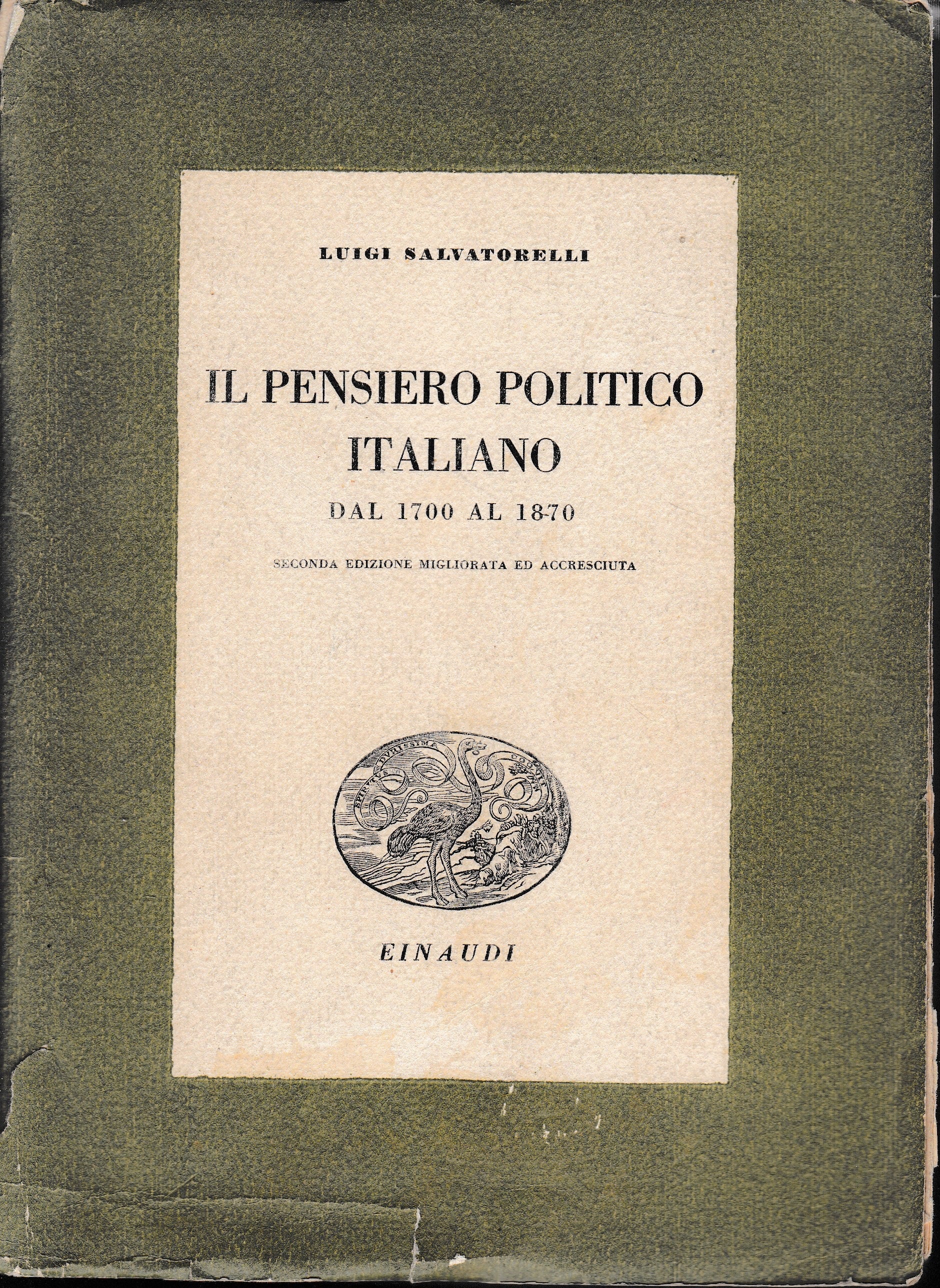Il pensiero politico italiano dal 1700 al 1870 - copertina