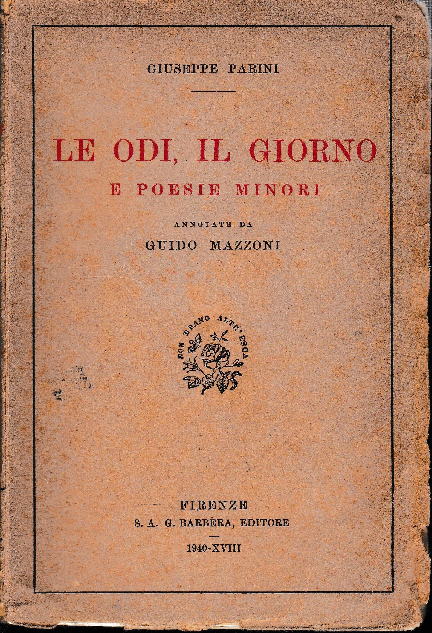 Le odi, il giorno e poesie minori - copertina