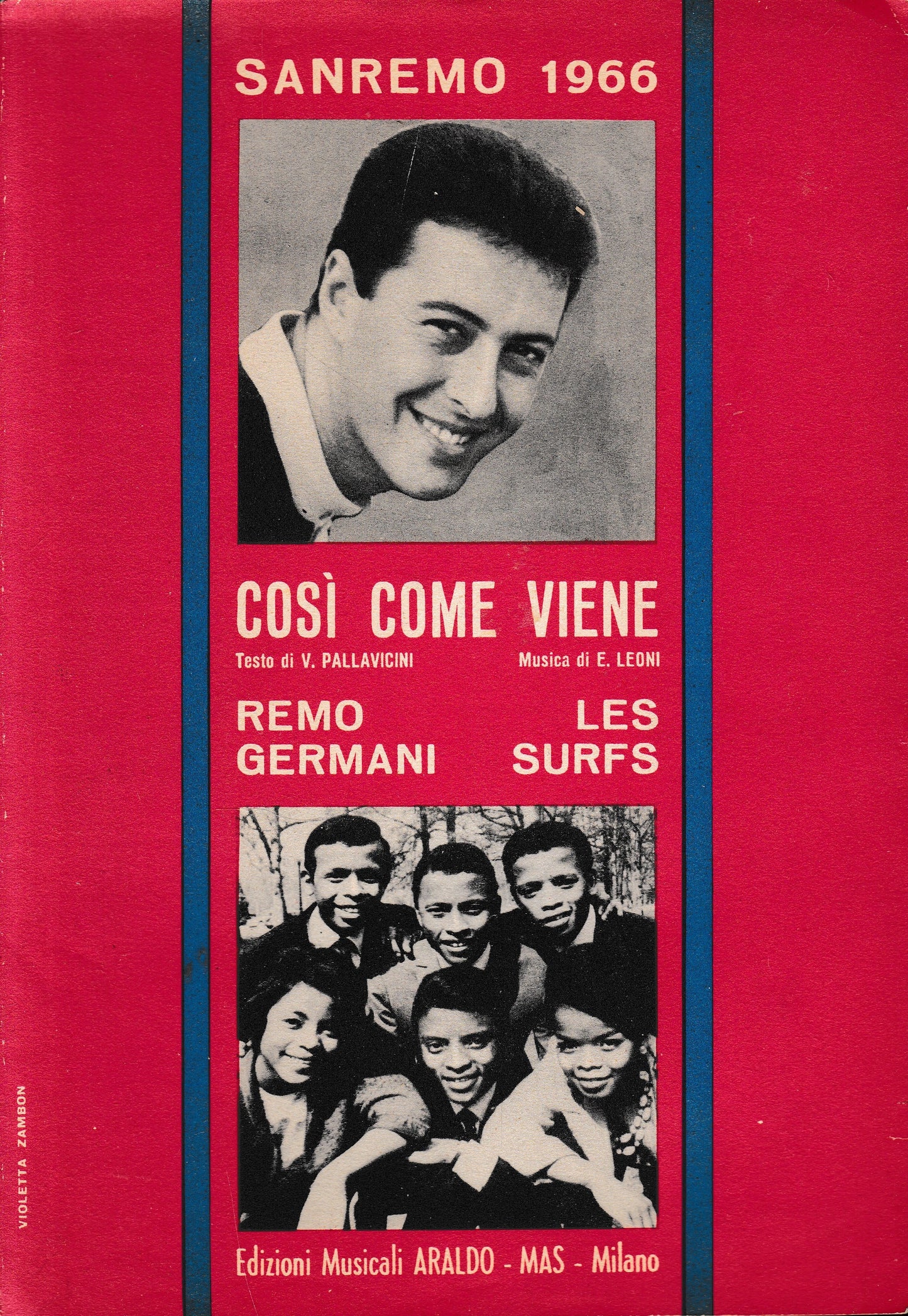 Così come viene (Festival di Sanremo 1966) - copertina