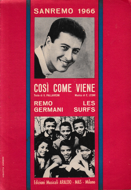 Così come viene (Festival di Sanremo 1966) - copertina