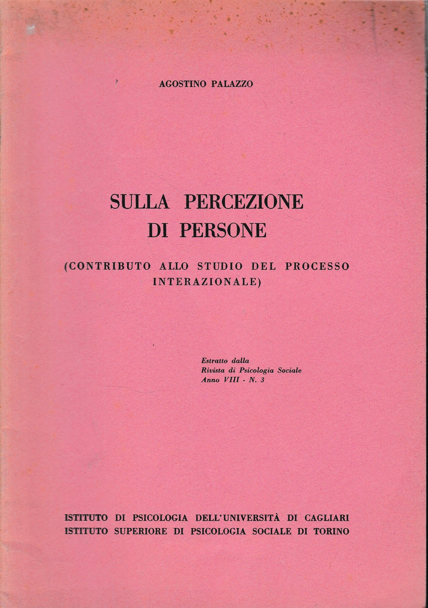 Sulla percezione di persone. Estratto dalla "Rivista di Psicologia Sociale", anno VIII - n. 3 - copertina