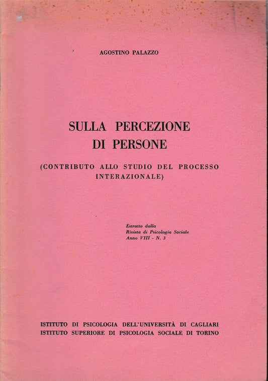 Sulla percezione di persone. Estratto dalla "Rivista di Psicologia Sociale", anno VIII - n. 3 - copertina