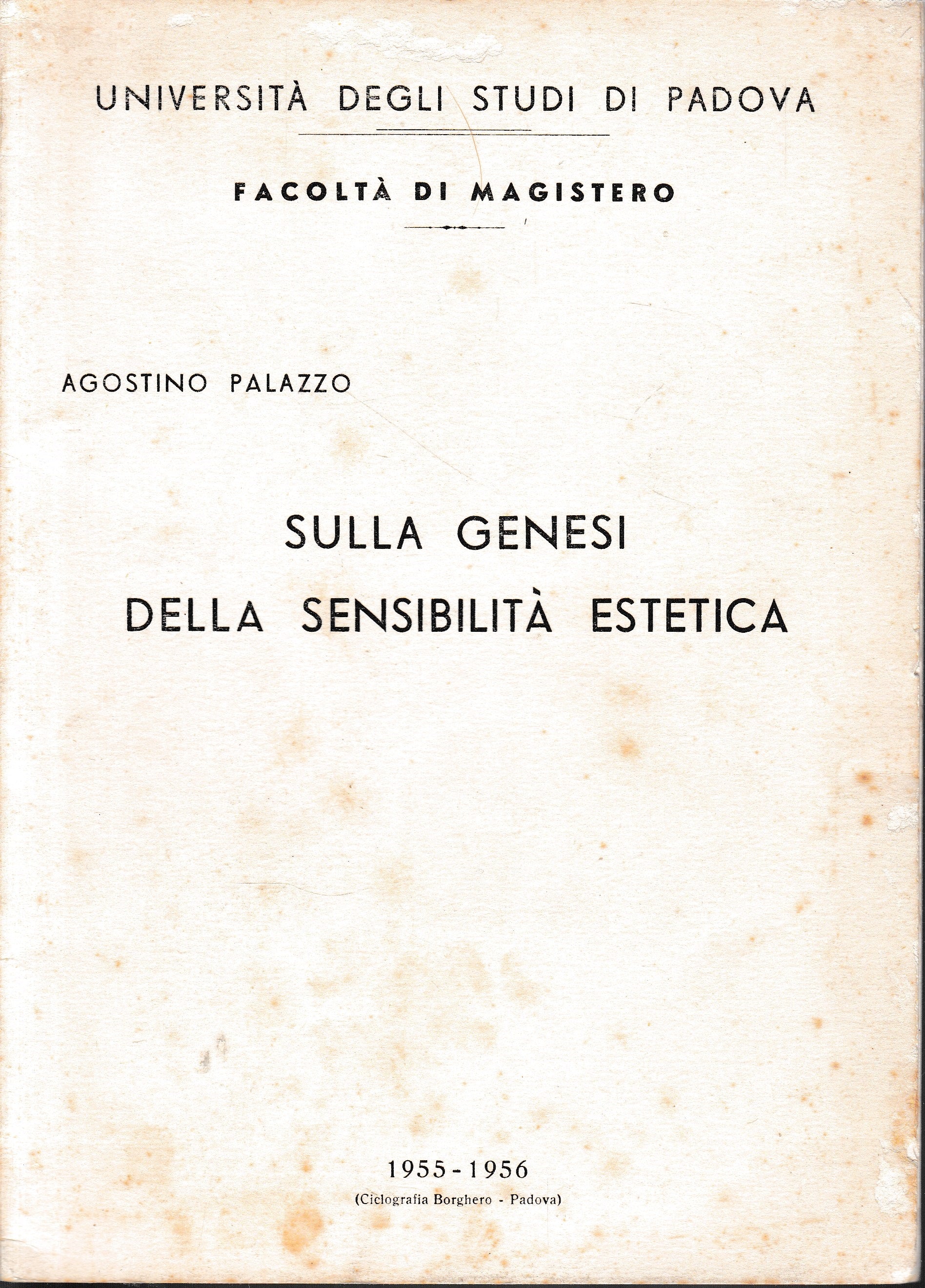 Sulla genesi della sensibilità estetica. Dal "Corso di Psicologia dell'età evolutiva" - copertina