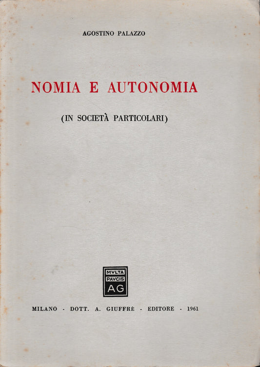 Nomia e autonomia (in società particolari) - copertina