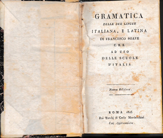 Gramatica delle due lingue Italiana e Latina ad uso delle scuole d'Italia - copertina