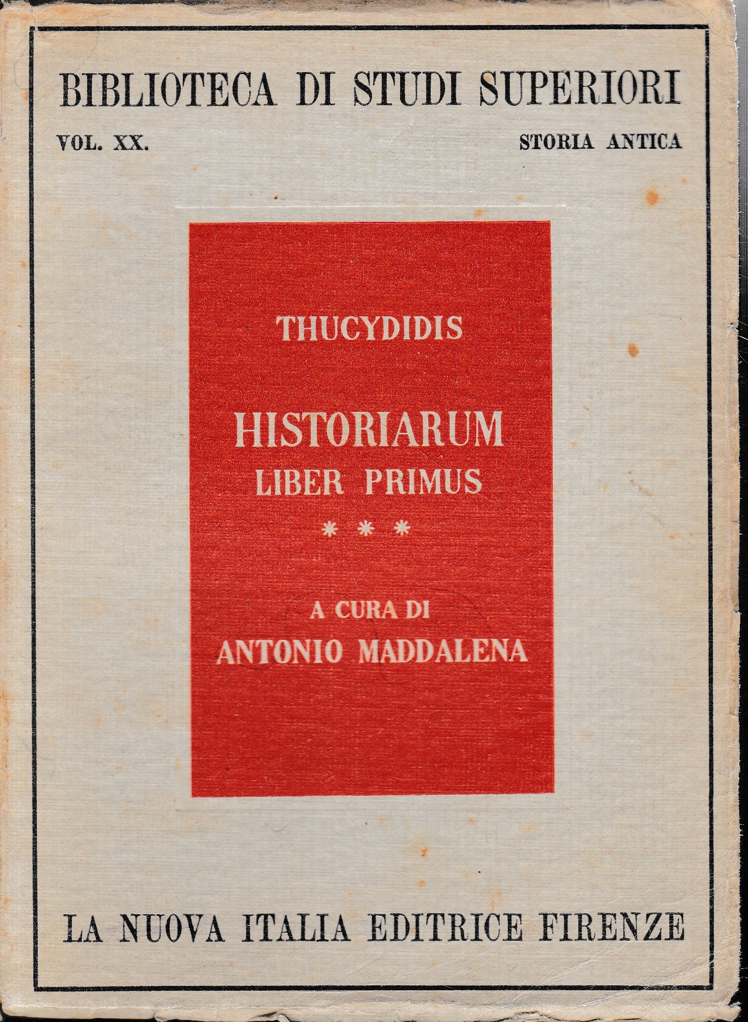 Historiarum. Liber primus, tomo III. Testo in Italiano e Greco - copertina