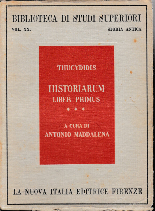 Historiarum. Liber primus, tomo III. Testo in Italiano e Greco - copertina
