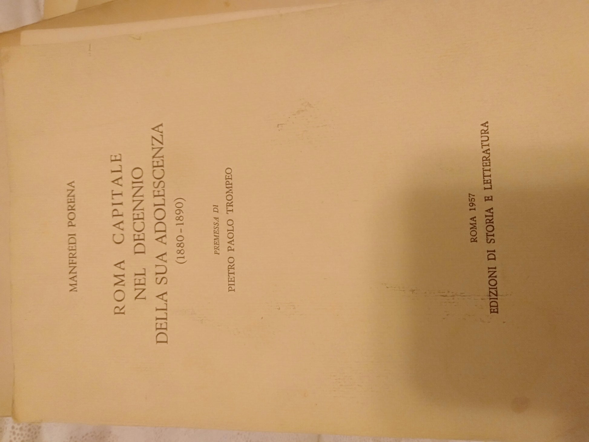 Roma capitale nel decennio della sua adolescenza 1880-1890 - copertina