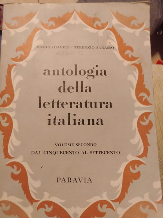 Antologia della letteratura italian. Volume II: Dal Cinquecento al Settecento - copertina