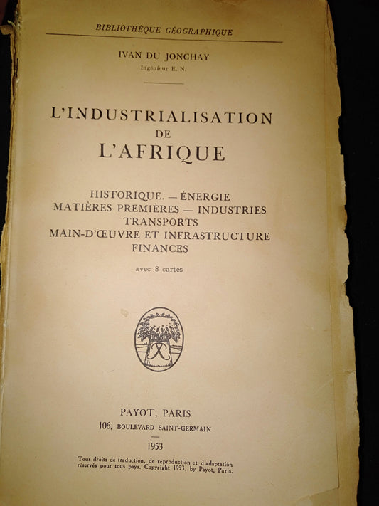 L industrialisation in de L afrique historique.-energie matières premières-industries trasporta main-d'oeuvre   et infrastrutture finaces - copertina
