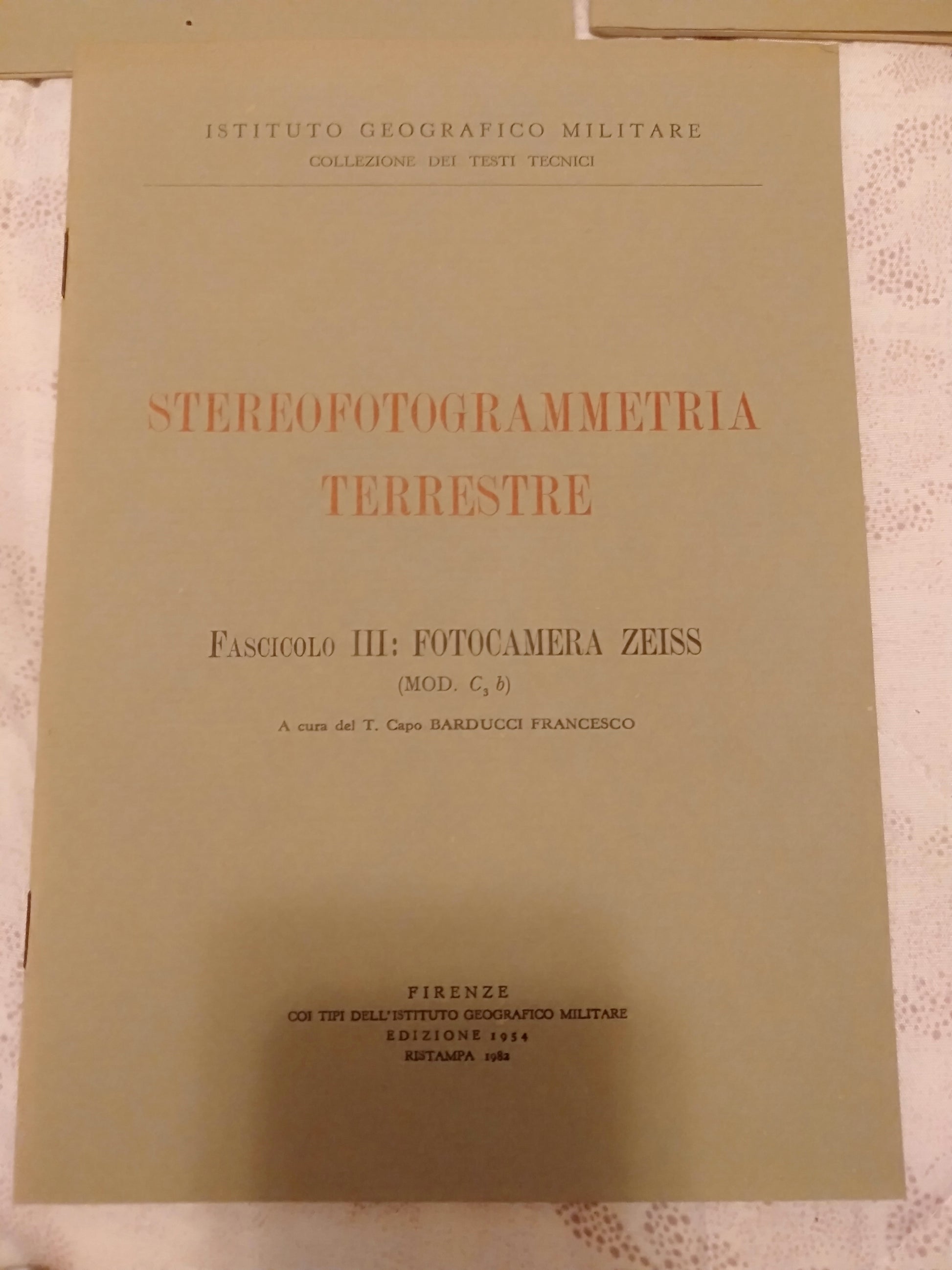 Stereofotogrammetria terrestre. 5 fascicoli - copertina
