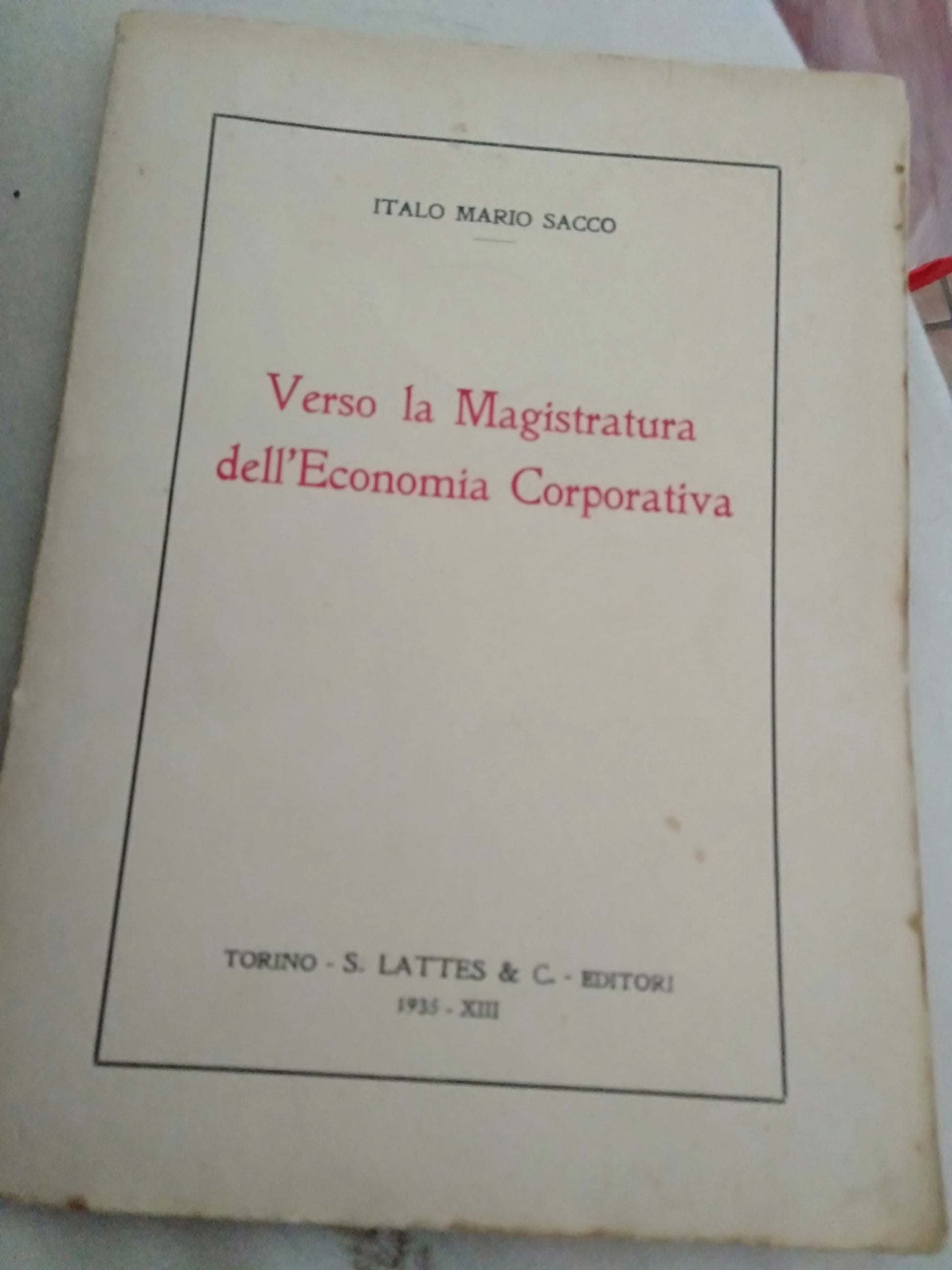 Verso la magistratura dell' economia corporativa - copertina