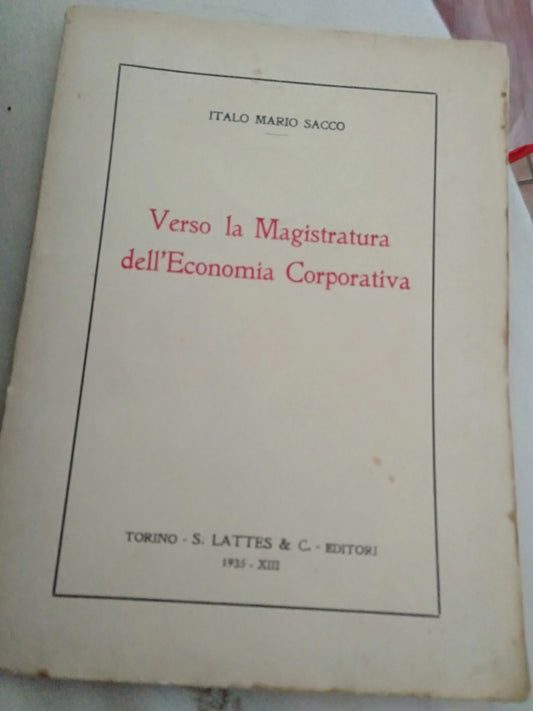 Verso la magistratura dell' economia corporativa - copertina