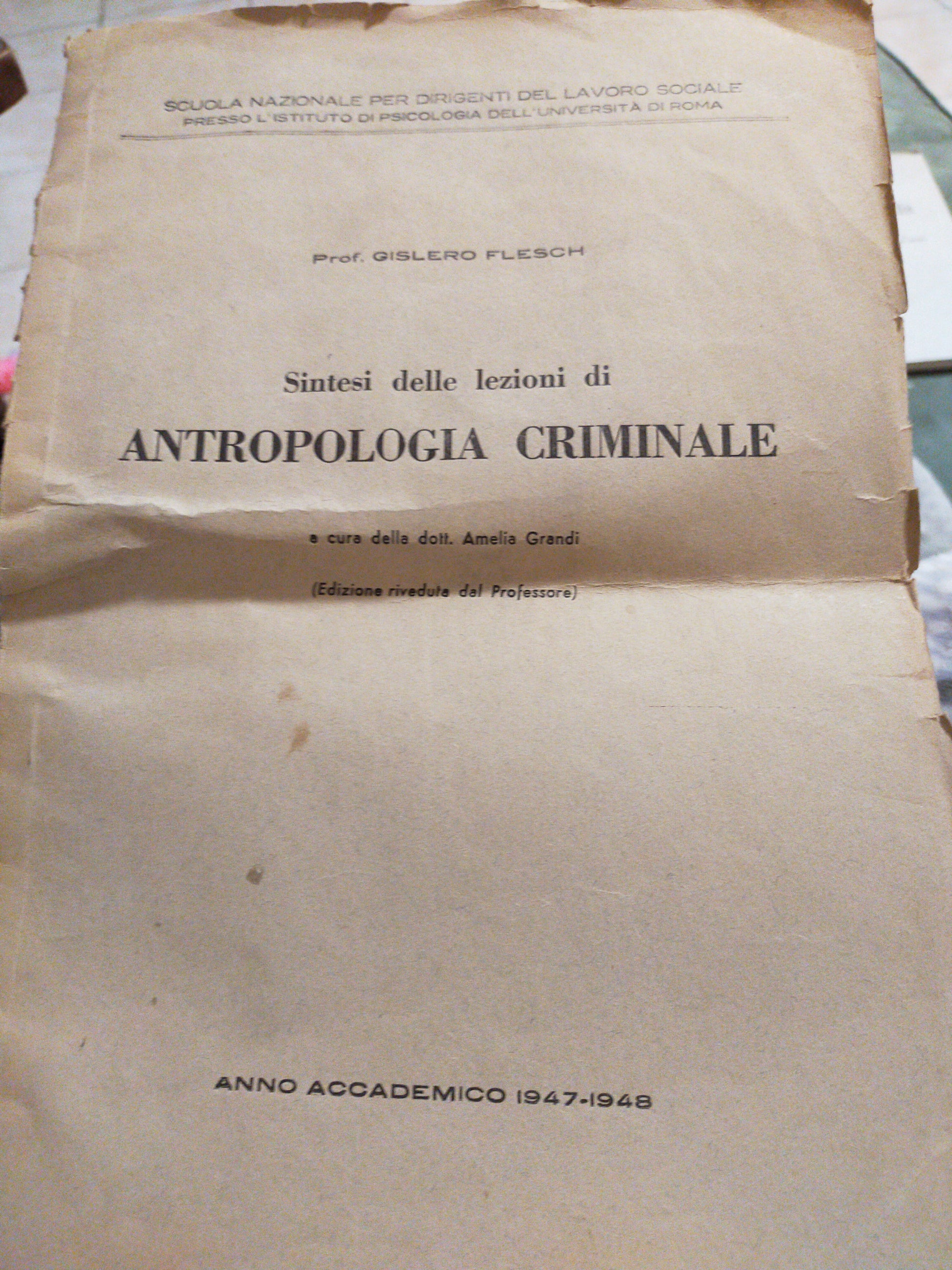 Sintesi delle lezioni di antropologia criminale - copertina