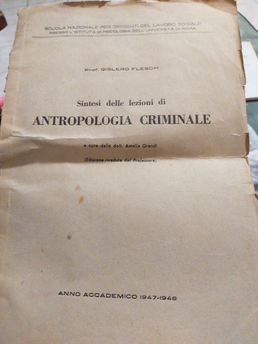 Sintesi delle lezioni di antropologia criminale - copertina