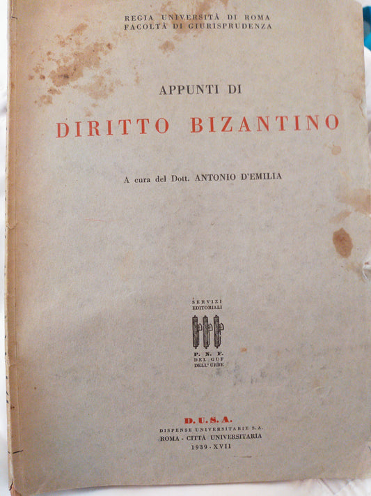 Appunti di diritto bizzantino - copertina