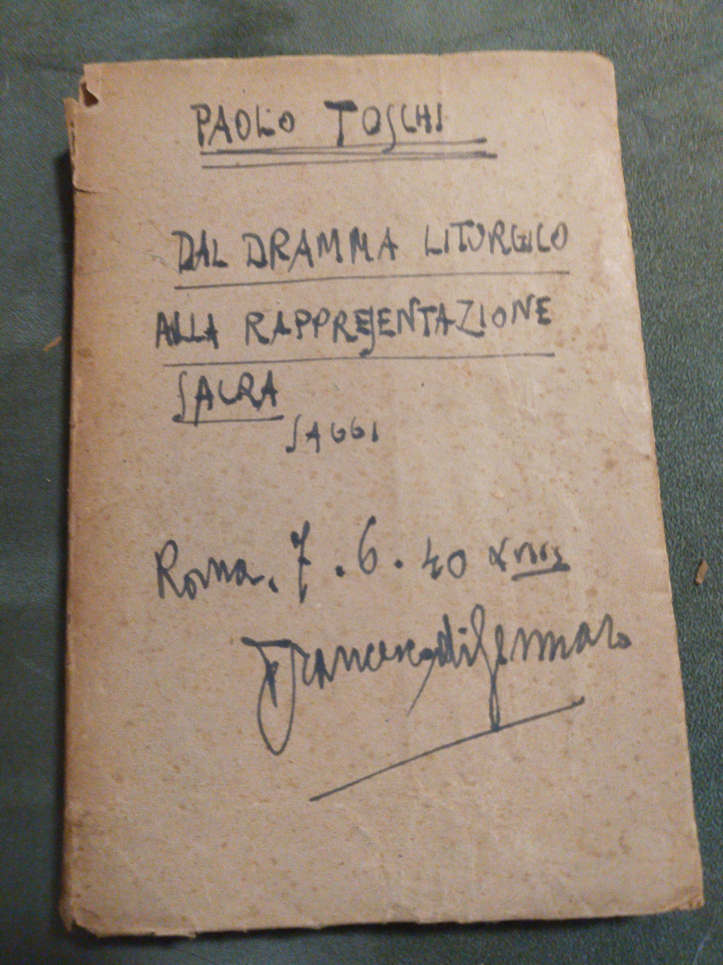 dal dramma liturgico alla presentazione sacra - copertina