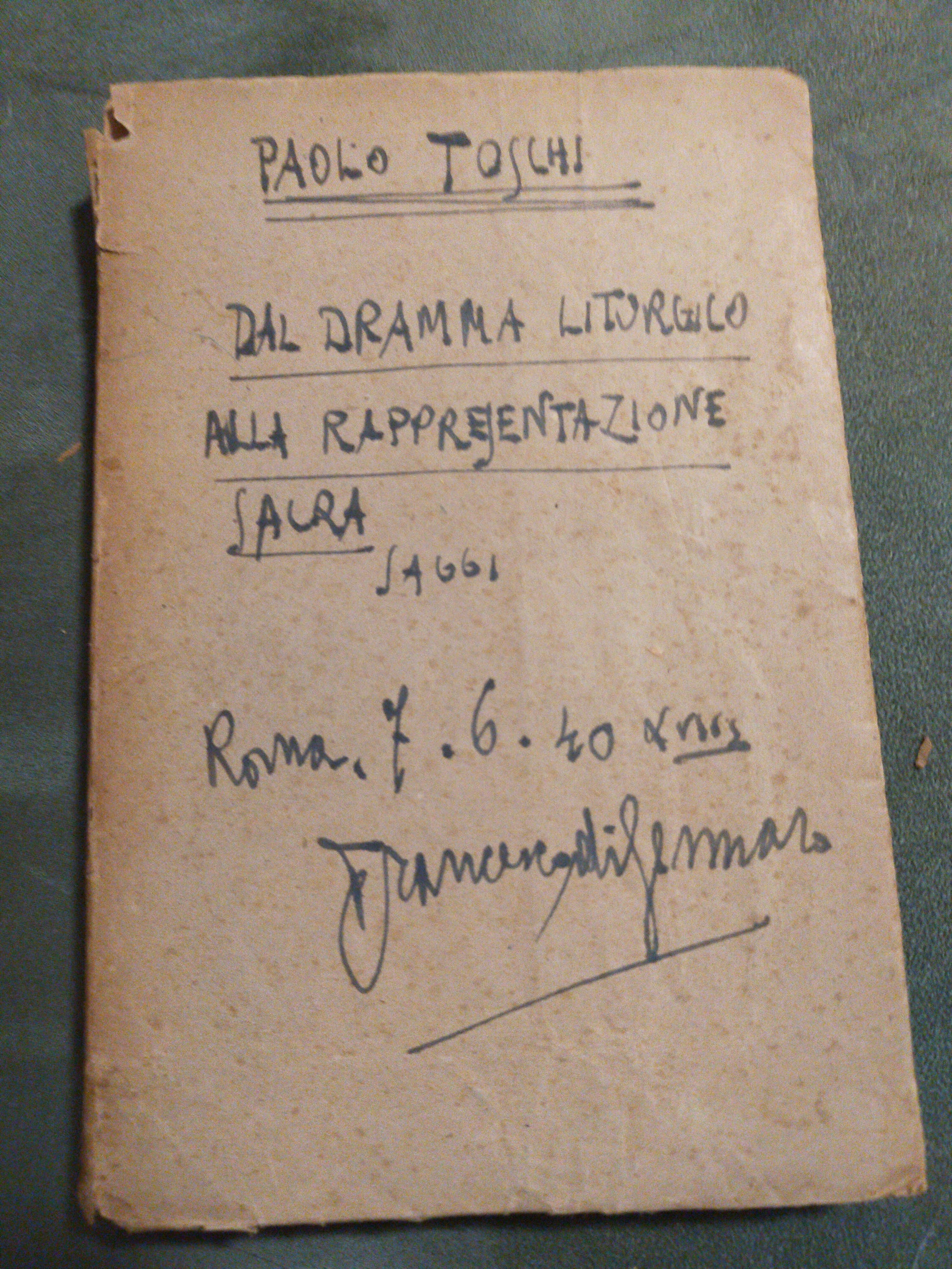 dal dramma liturgico alla presentazione sacra - copertina