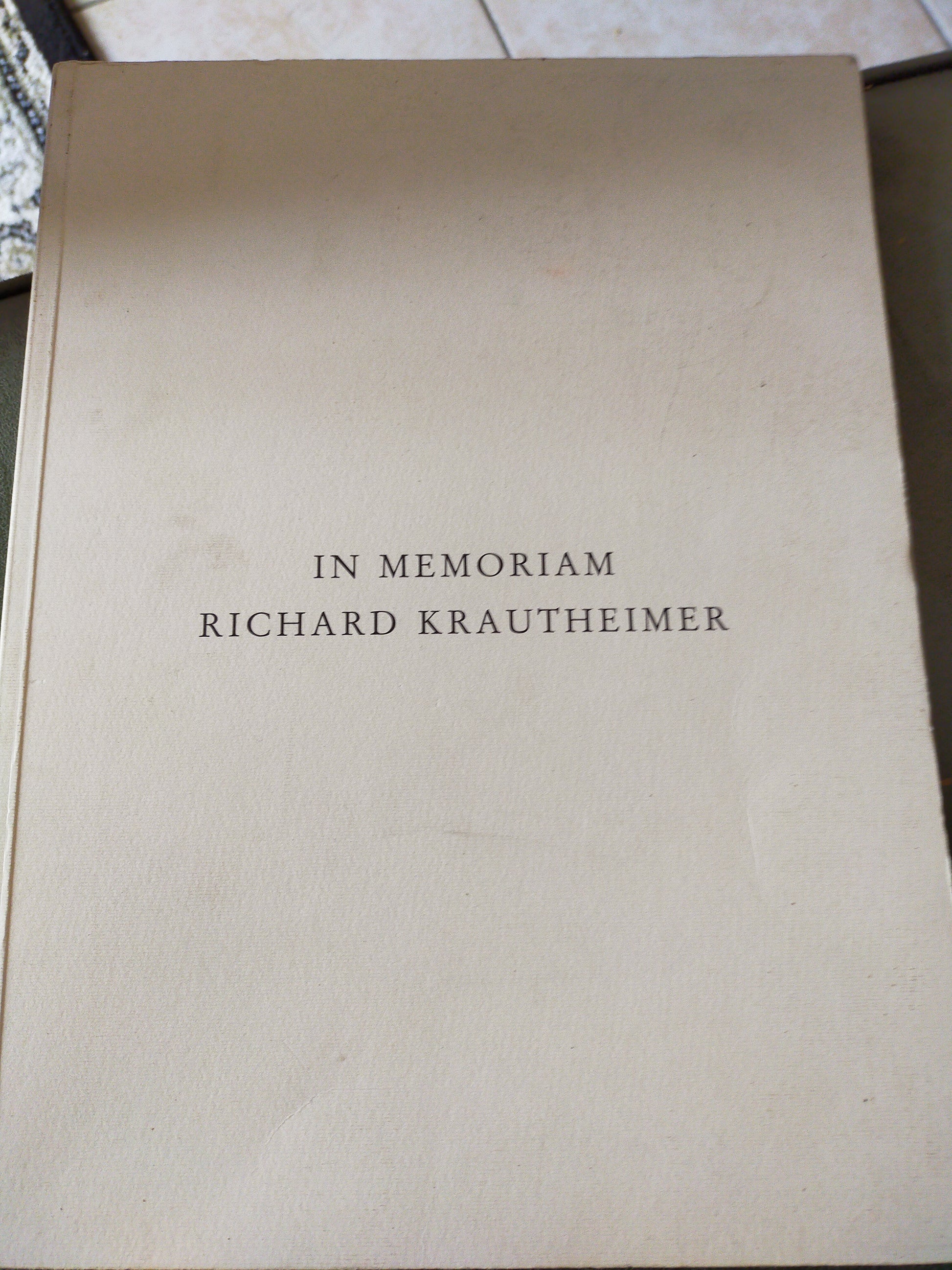 In memoriam Richard krautheimer - copertina