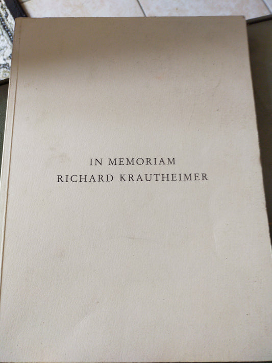 In memoriam Richard krautheimer - copertina