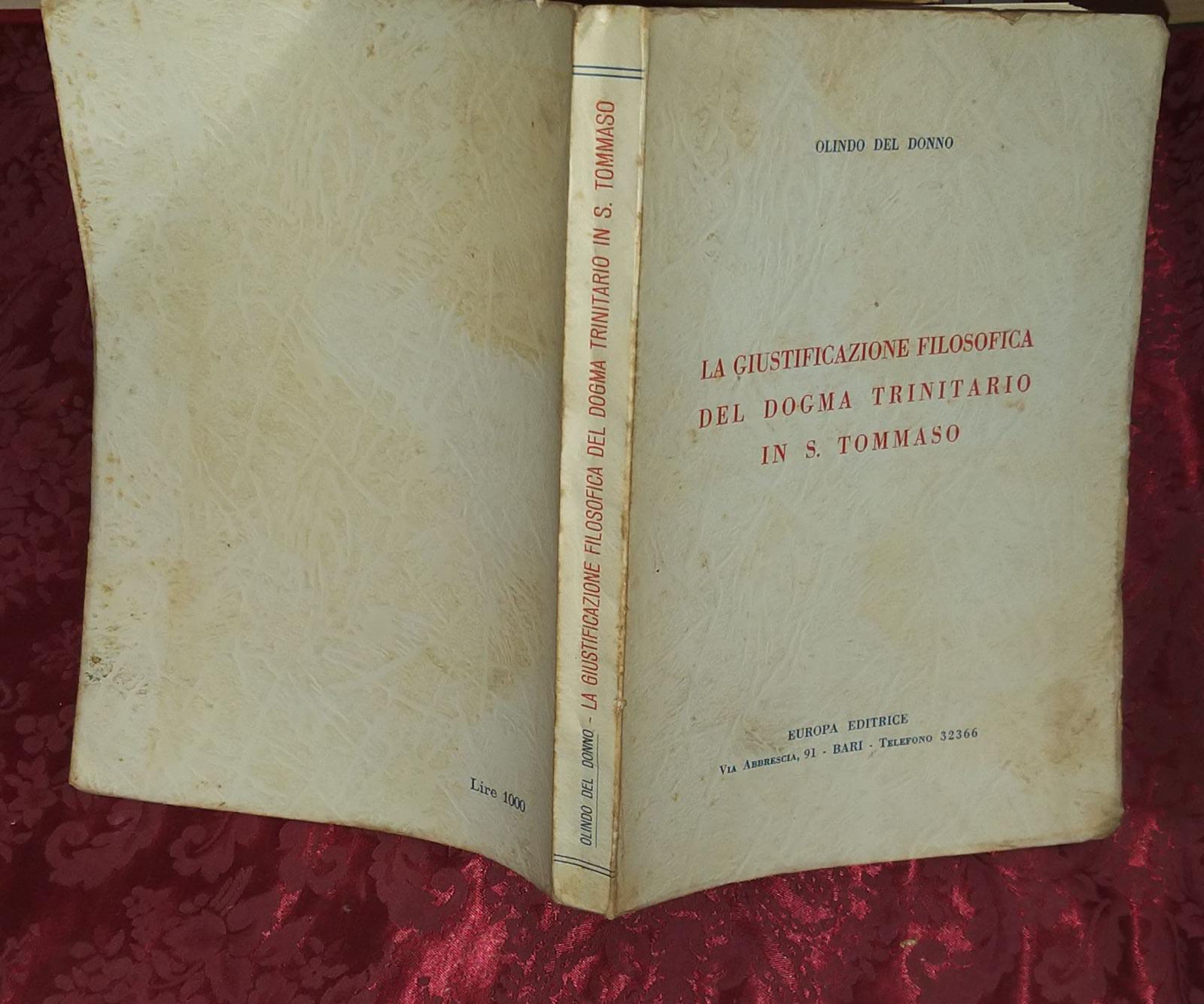 La giustificazione filosofica del dogma trinitario in S. Tommaso - copertina