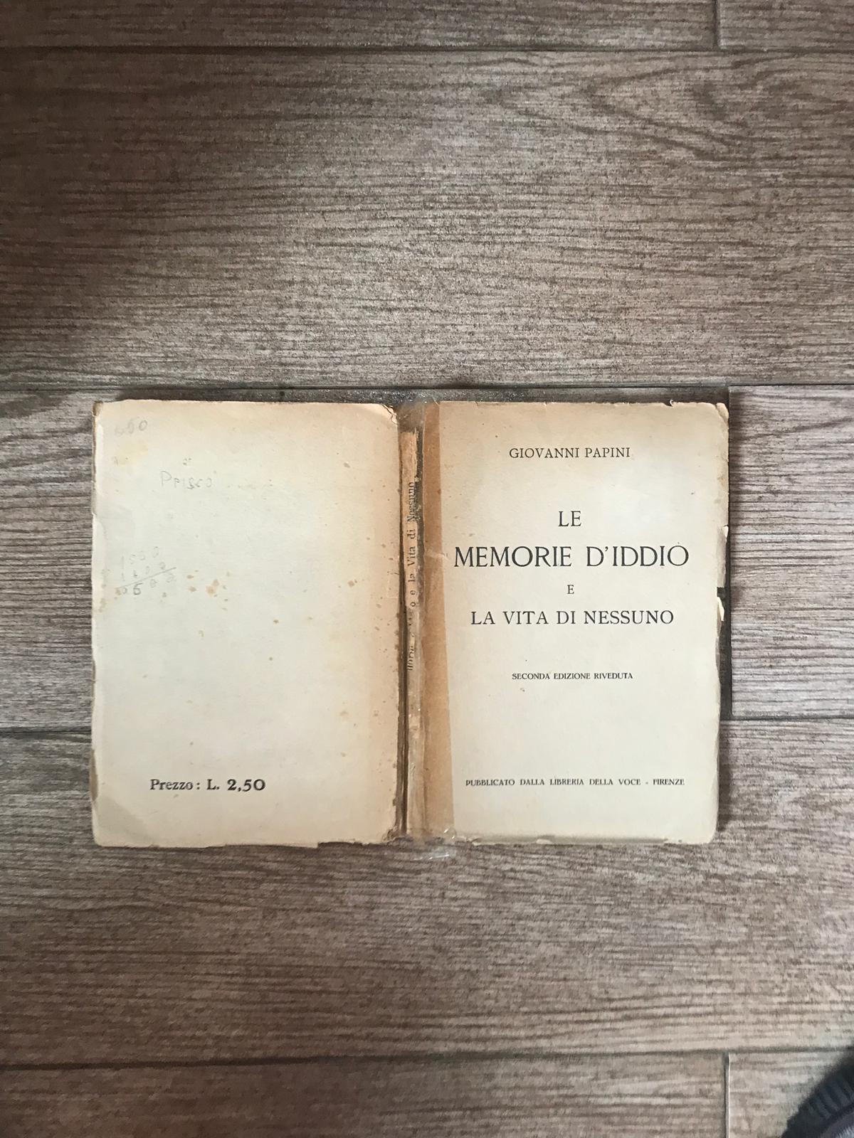 Le memorie d'Iddio e la vita di nessuno - copertina