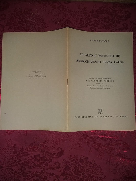Appalto (contratto di) arricchimento senza causa - copertina