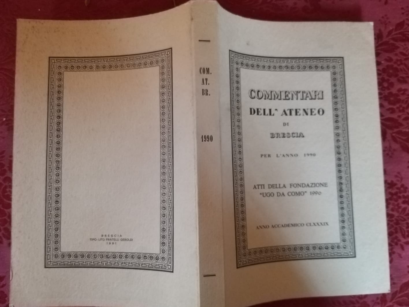 Commentari dell'ateneo di Brescia per l 'anno 1990 - copertina
