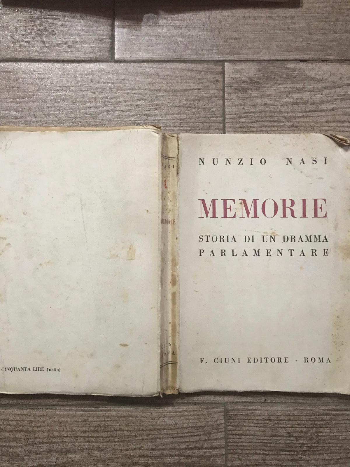 Memorie storia di un dramma parlamentare - copertina