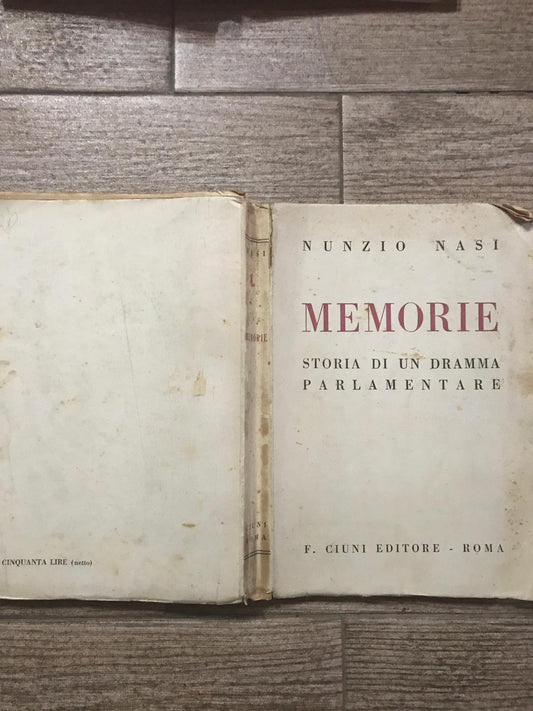 Memorie storia di un dramma parlamentare - copertina