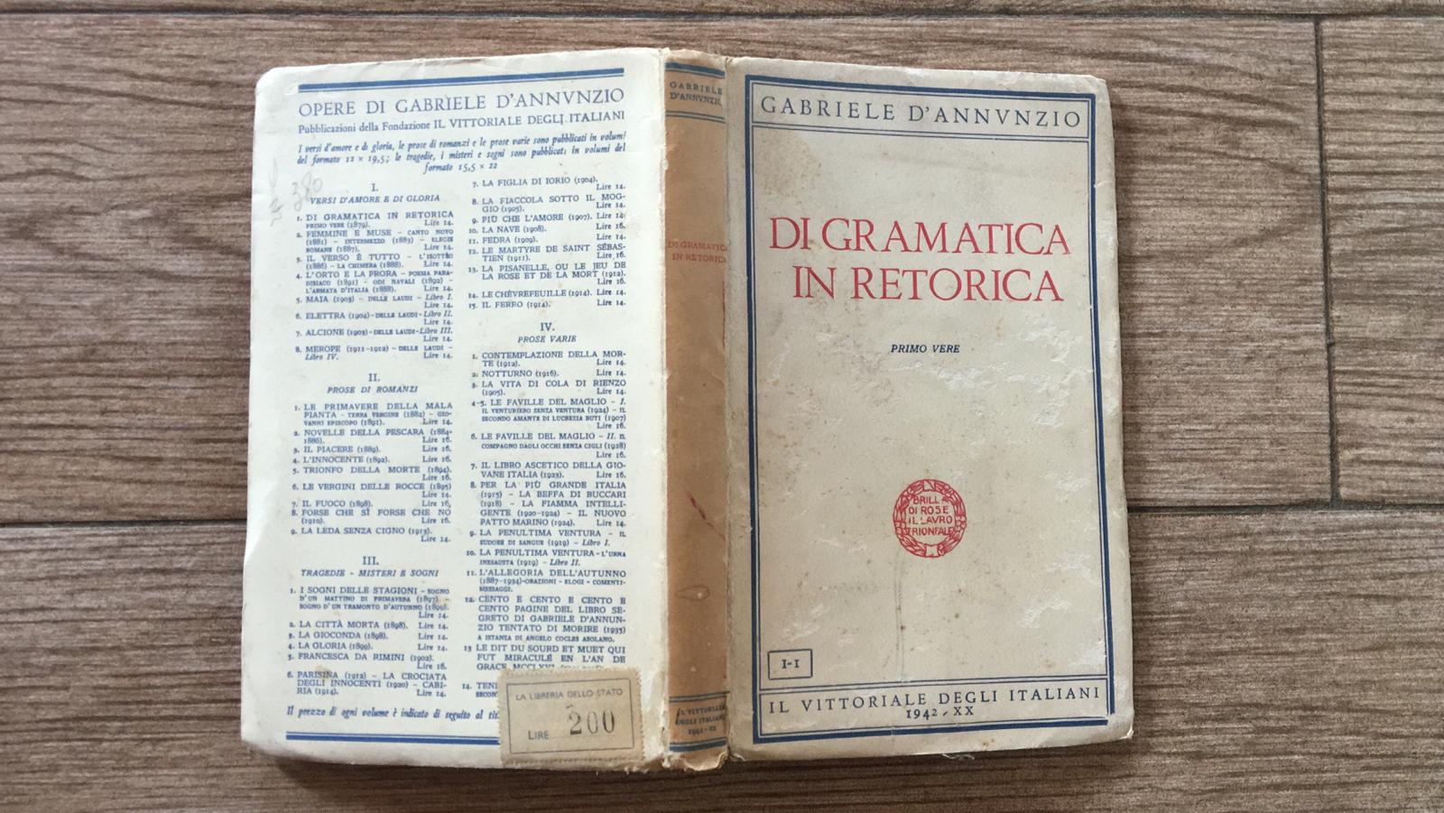 Di gramatica in retorica Primo vere - copertina