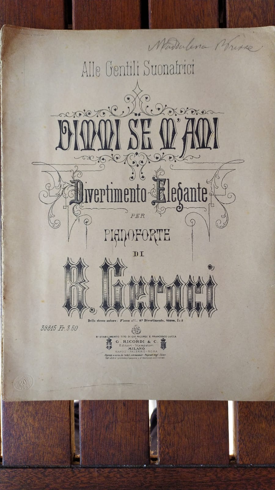 Dimme se m'ami - copertina