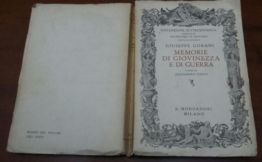 Memorie di giovinezza e di guerra - copertina