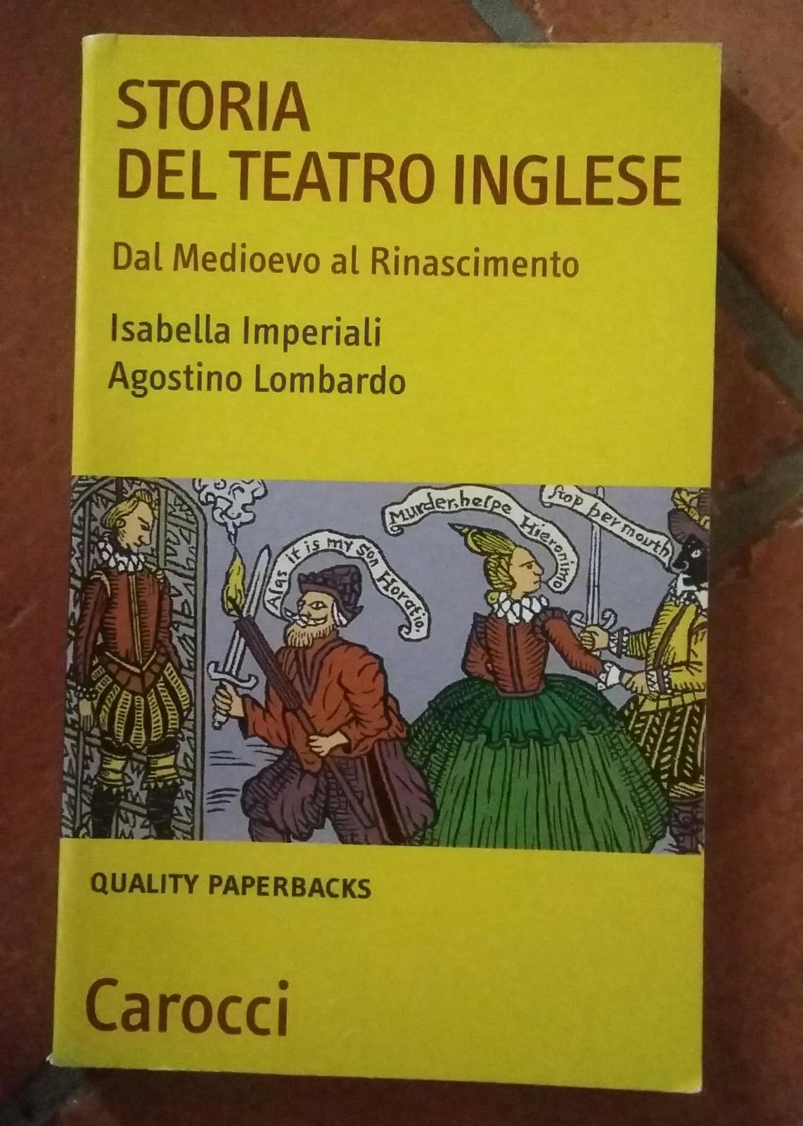 Storia del teatro inglese. Dalle Medioevo al Rinascimento - copertina