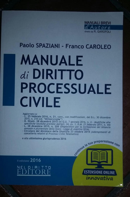 Manuale di diritto processuale civile. - copertina