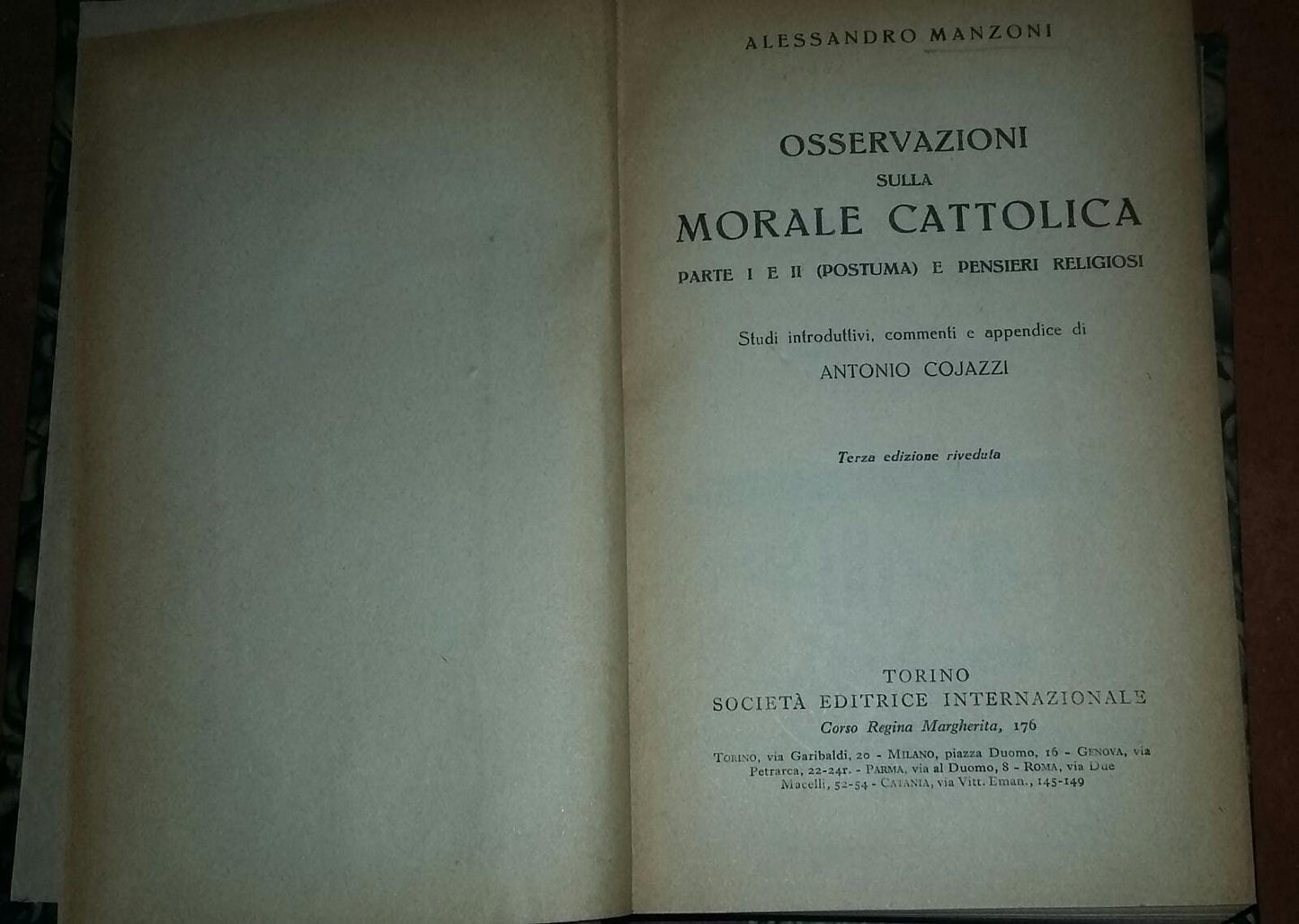 Osservazioni Sulla Morale Cattolica: Parte I E II (Postuma) E Pensieri Religiosi; Studi Introduttivi, Commenti e Appendice - copertina