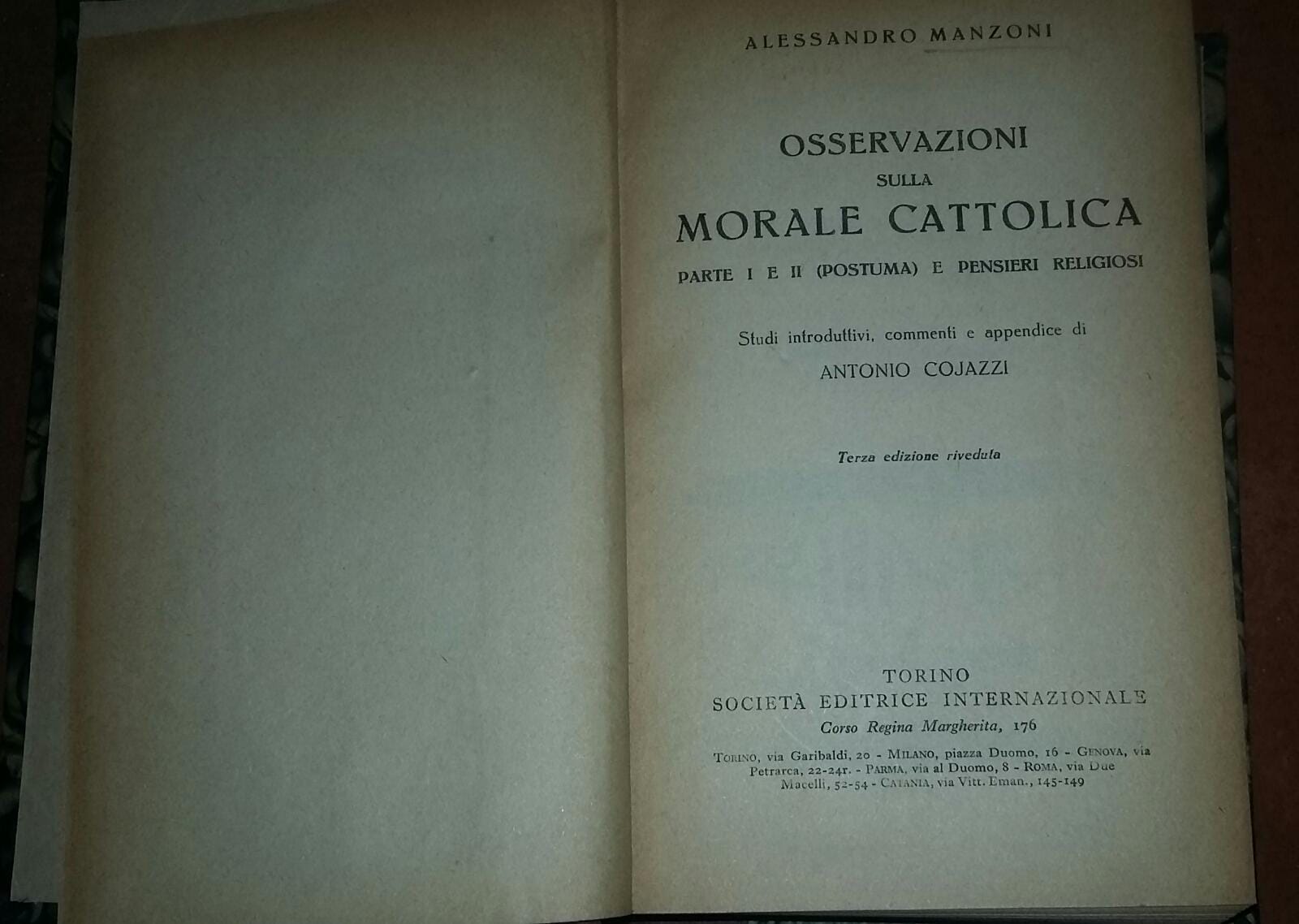 Osservazioni Sulla Morale Cattolica: Parte I E II (Postuma) E Pensieri Religiosi; Studi Introduttivi, Commenti e Appendice - copertina