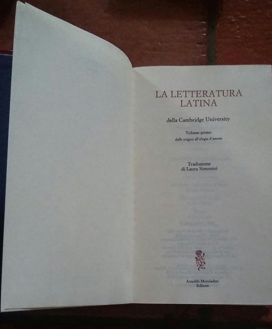 La letteratura latina della Cambridge University.Vol.primo - copertina