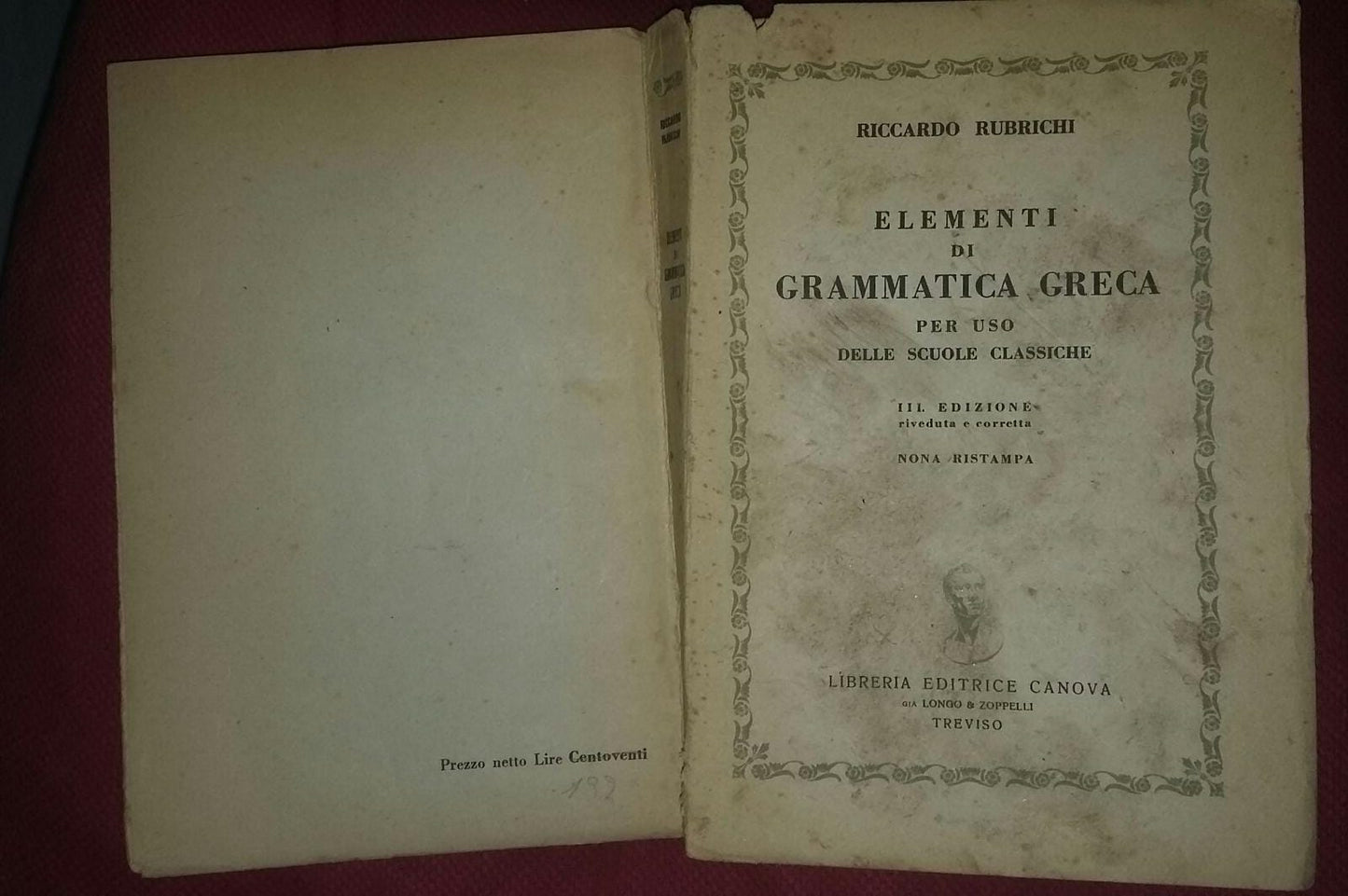 Elementi di Grammatica Greca per uso delle scuole classiche - copertina