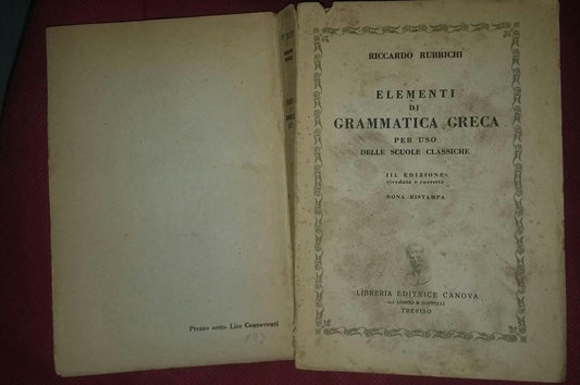 Elementi di Grammatica Greca per uso delle scuole classiche - copertina