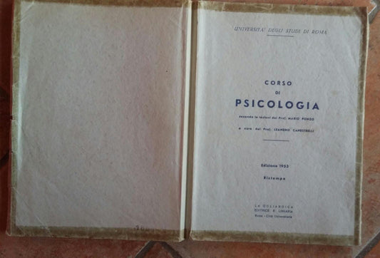 Corso di psicologia secondo le lezioni del Prof.Mario Ponzo - copertina